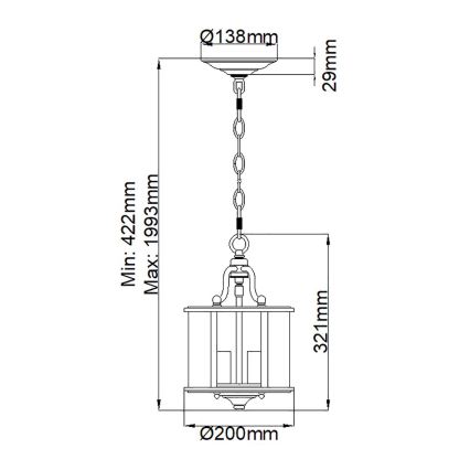 Elstead HK-GENTRY-P-S-PW - Żyrandol na łańcuchu GENTRY 3xE14/60W/230V