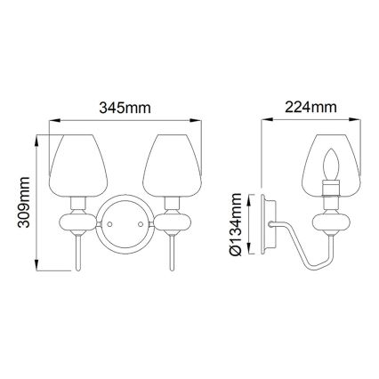 Elstead - Kinkiet ARMAND 2xE14/40W/230V czarny/mosiądz