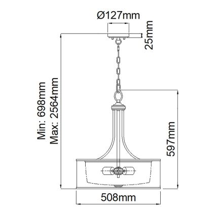 Elstead KL-LACEY-P-L-MB - Żyrandol na łańcuchu LACEY 4xE27/60W/230V