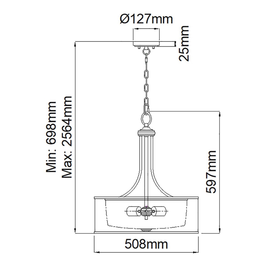 Elstead KL-LACEY-P-L-MB - Żyrandol na łańcuchu LACEY 4xE27/60W/230V