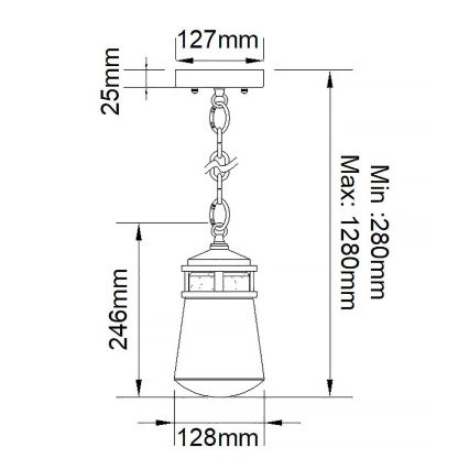 Elstead KL-LYNDON8-S-AZ - Żyrandol zewnętrzny LYNDON 1xE27/75W/230V IP44 antracyt