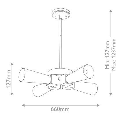 Elstead - Żyrandol na pręcie KRISTY 4xE27/40W/230V miedziany