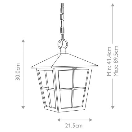 Elstead - Lampa wisząca zewnętrzna na łańcuchu CANTERBURY 1xE27/100W/230V IP43 czarny