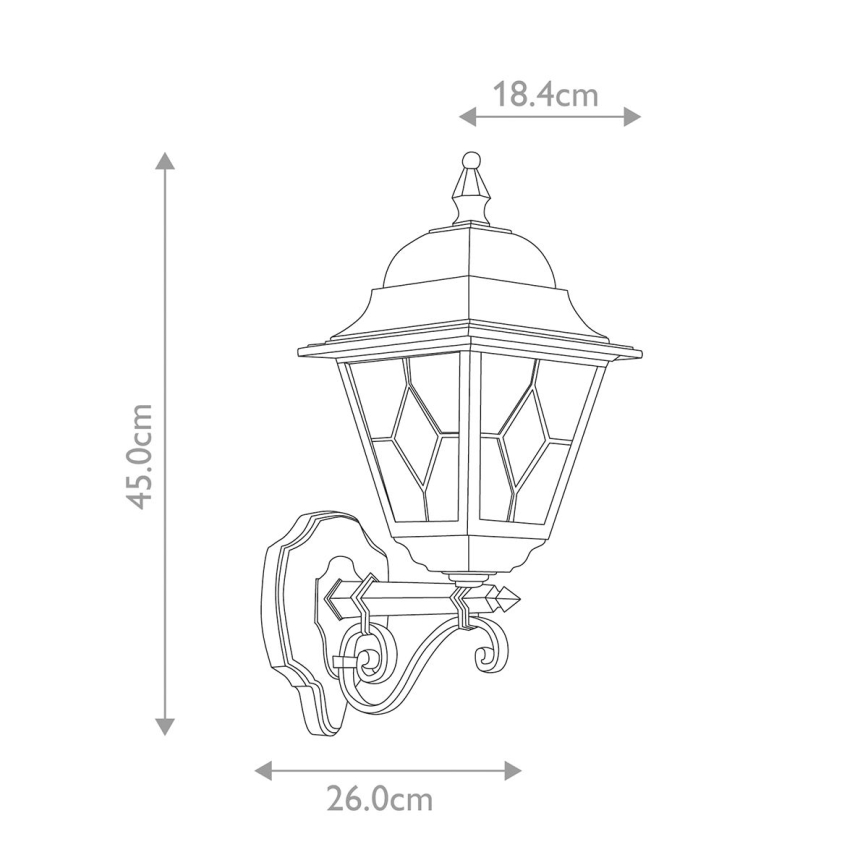 Elstead NR1-BLK - Kinkiet zewnętrzny NORFOLK 1xE27/100W/230V IP43