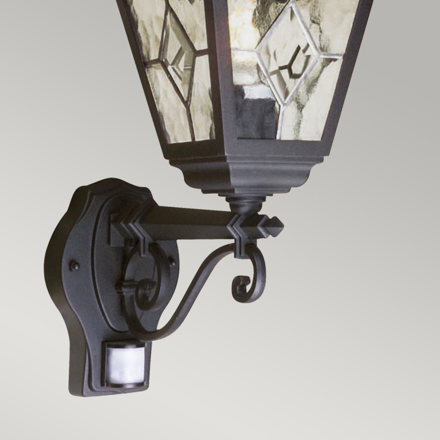 Elstead - Zewnętrzna lampa ścienna z czujnikiem NORFOLK 1xE27/100W/230V IP43