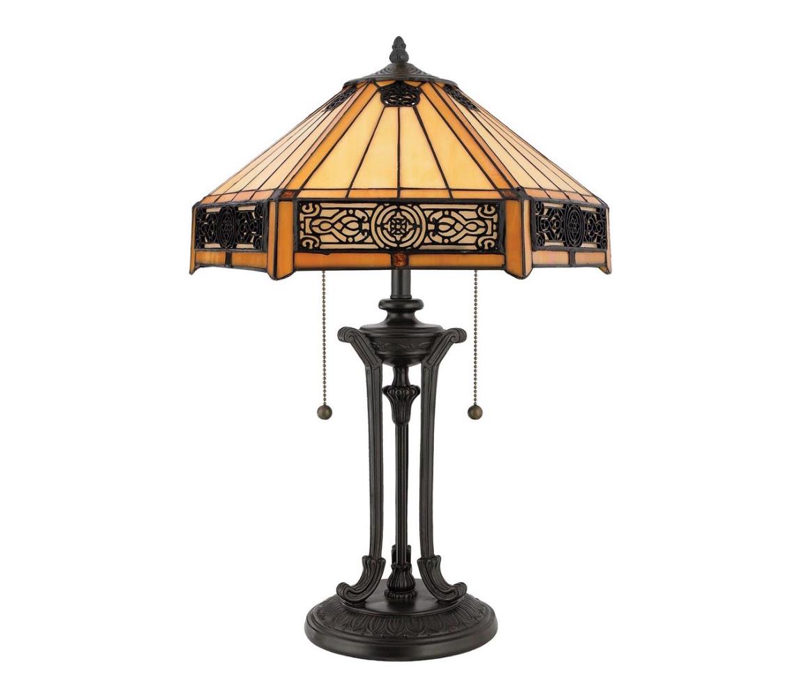 Elstead QZ-INDUS-TL - Lampa stołowa INDUS 2xE27/60W/230V bursztyn szkło