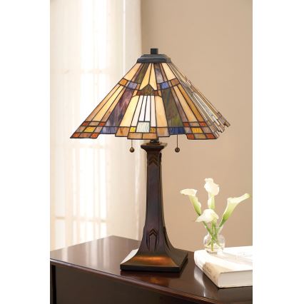 Elstead - Lampa stołowa Tiffany INGLENOOK 2xE27/60W/230V