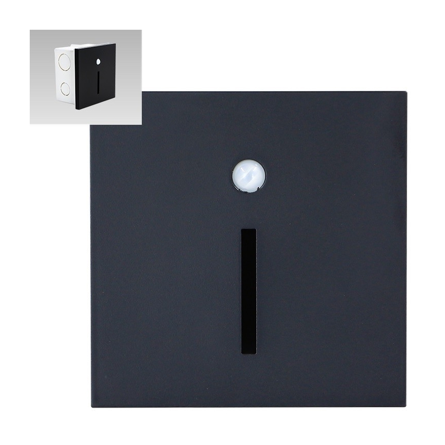 Emithor 70430 - LED oświetlenie schodowe z czujnikiem LINE LED/1W/230V czarne