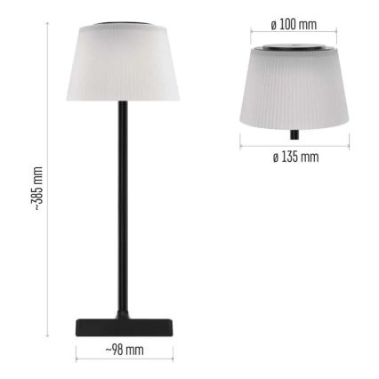 LED Ściemnialna akumulatorowa lampa KATIE LED/4W/10V 1800mAh IP44 CRI 90 czarna