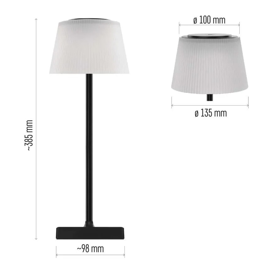 LED Ściemnialna akumulatorowa lampa KATIE LED/4W/10V 1800mAh IP44 CRI 90 czarna