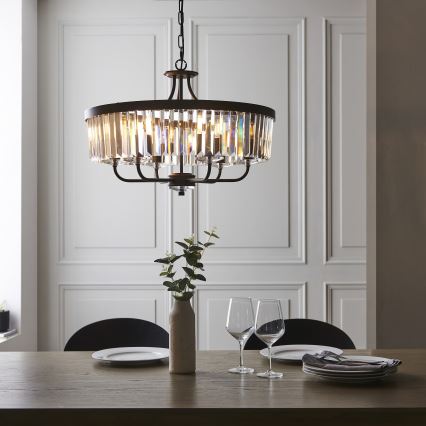 Endon 100711 - Żyrandol na łańcuchu CHESTERFIELD 6xE14/6W/230V Ø 55 cm czarny