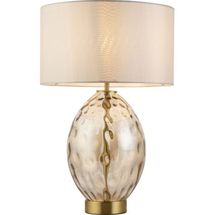 Endon 101150 - Ściemniana lampa stołowa ERIN 1xE27/10W/230V biała/mosiądz/dymny beż