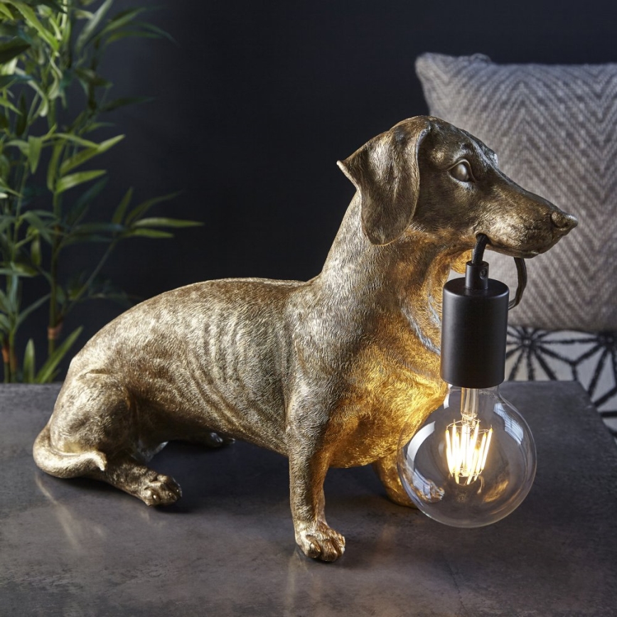 Endon 101187 - Lampa stołowa DACHSHUND 1xE27/10W/230V złota