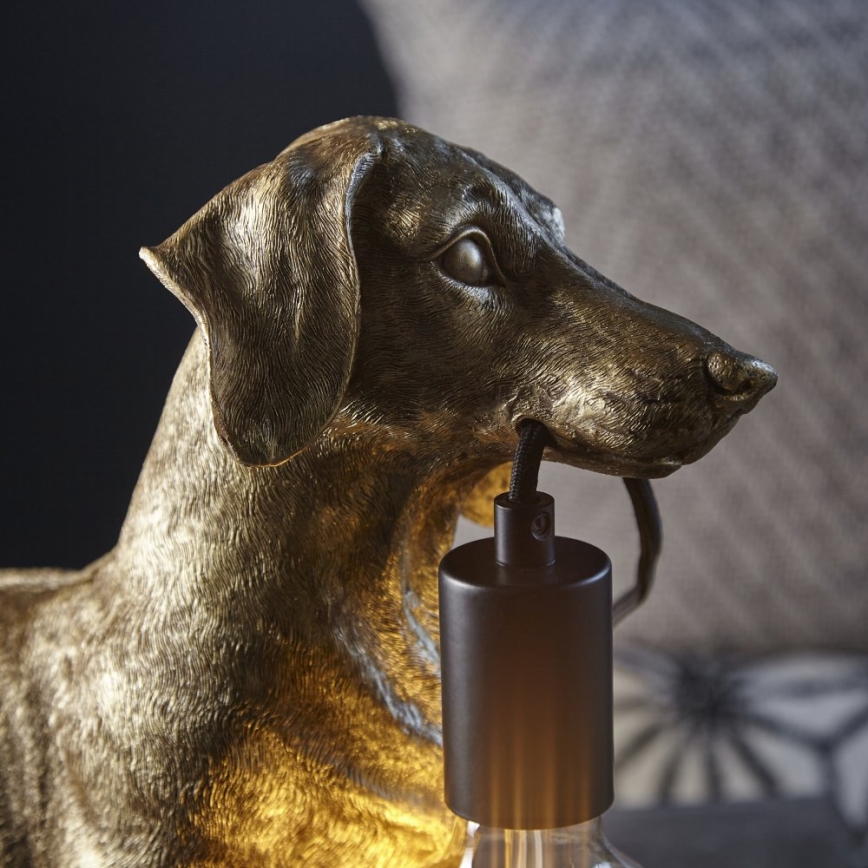 Endon 101187 - Lampa stołowa DACHSHUND 1xE27/10W/230V złota