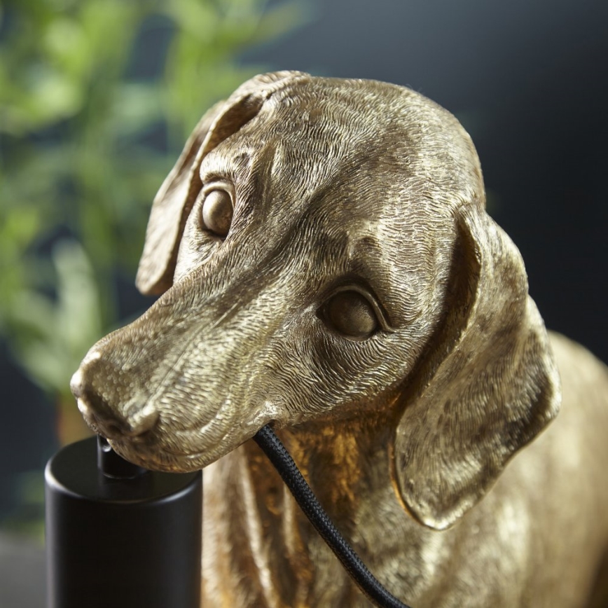 Endon 101187 - Lampa stołowa DACHSHUND 1xE27/10W/230V złota