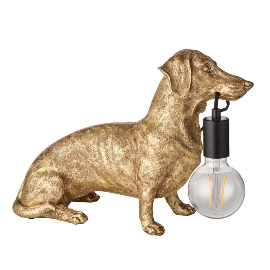 Endon 101187 - Lampa stołowa DACHSHUND 1xE27/10W/230V złota