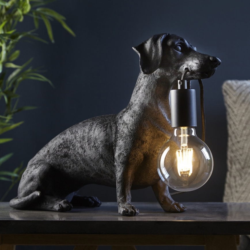 Endon 101188 - Lampa stołowa DACHSHUND 1xE27/10W/230V czarna