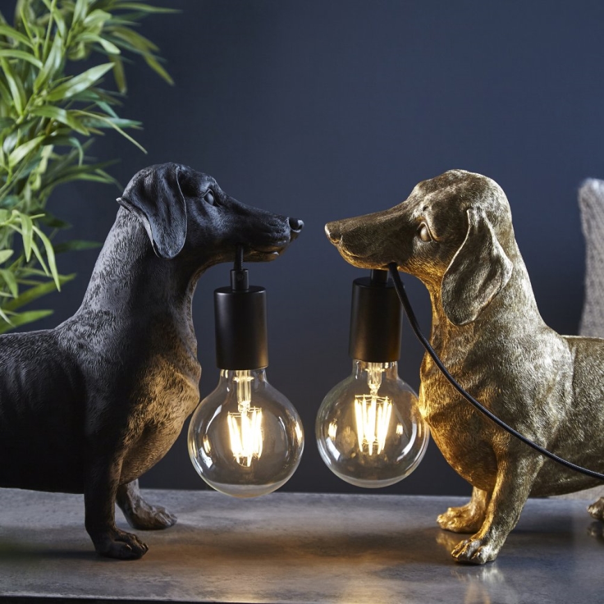 Endon 101188 - Lampa stołowa DACHSHUND 1xE27/10W/230V czarna