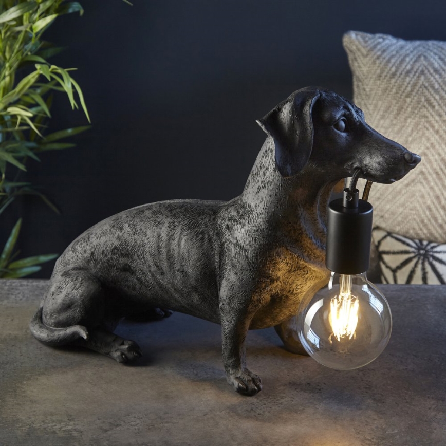 Endon 101188 - Lampa stołowa DACHSHUND 1xE27/10W/230V czarna