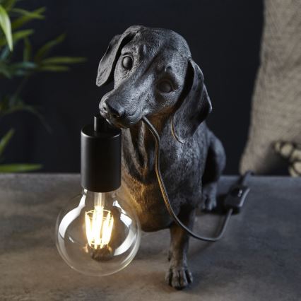 Endon 101188 - Lampa stołowa DACHSHUND 1xE27/10W/230V czarna