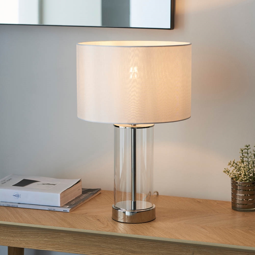 Endon 102674 - ściemnialna lampa stołowa LESSINA 1xE27/10W/230V błyszczący chrom/biały
