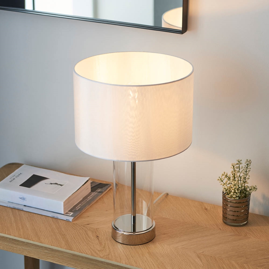 Endon 102674 - ściemnialna lampa stołowa LESSINA 1xE27/10W/230V błyszczący chrom/biały