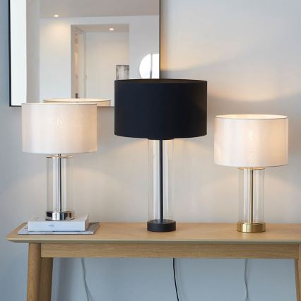 Endon 102674 - ściemnialna lampa stołowa LESSINA 1xE27/10W/230V błyszczący chrom/biały