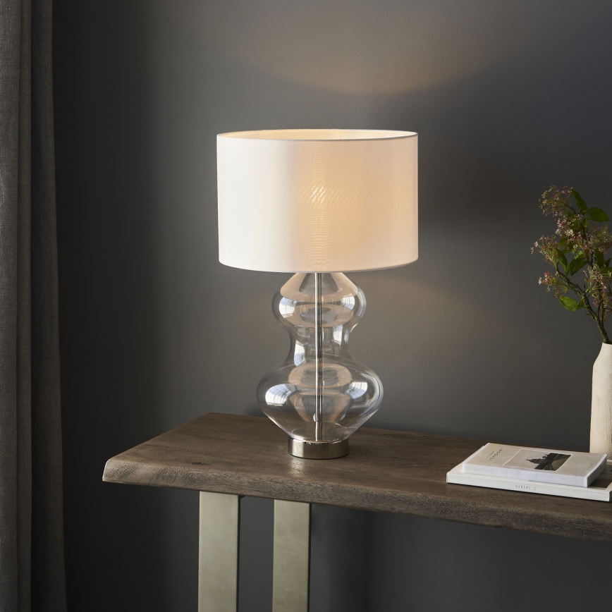 Endon 102676 - Ściemniana lampa stołowa KELDA 1xE27/10W/230V biała/matowy chrom