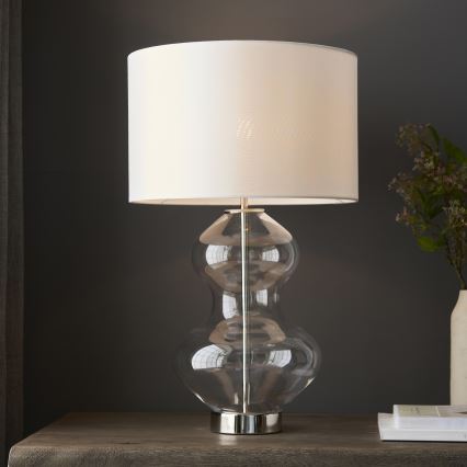 Endon 102676 - Ściemniana lampa stołowa KELDA 1xE27/10W/230V biała/matowy chrom