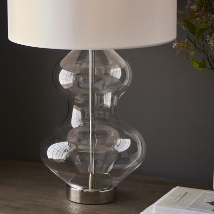Endon 102676 - Ściemniana lampa stołowa KELDA 1xE27/10W/230V biała/matowy chrom