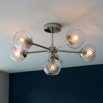 Endon 104050 - Żyrandol na drążku ALLEGRA 6xE14/7W/230V chrom błyszczący/przezroczysty