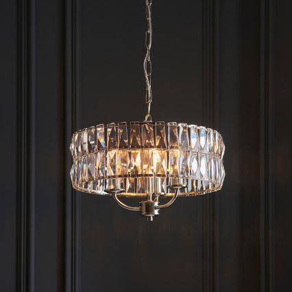 Endon 104466 - Żyrandol na łańcuchu CLIFTON 3xE14/6W/230V chrom błyszczący/przezroczysty śr. 38,5 cm