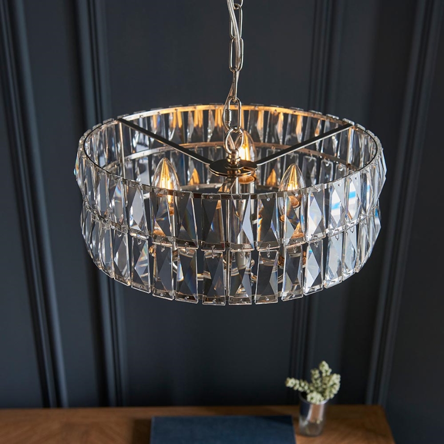 Endon 104466 - Żyrandol na łańcuchu CLIFTON 3xE14/6W/230V chrom błyszczący/przezroczysty śr. 38,5 cm