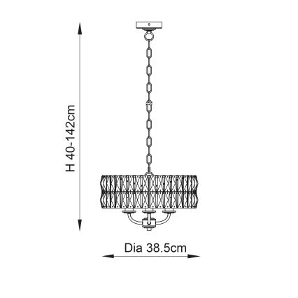 Endon 104466 - Żyrandol na łańcuchu CLIFTON 3xE14/6W/230V chrom błyszczący/przezroczysty śr. 38,5 cm