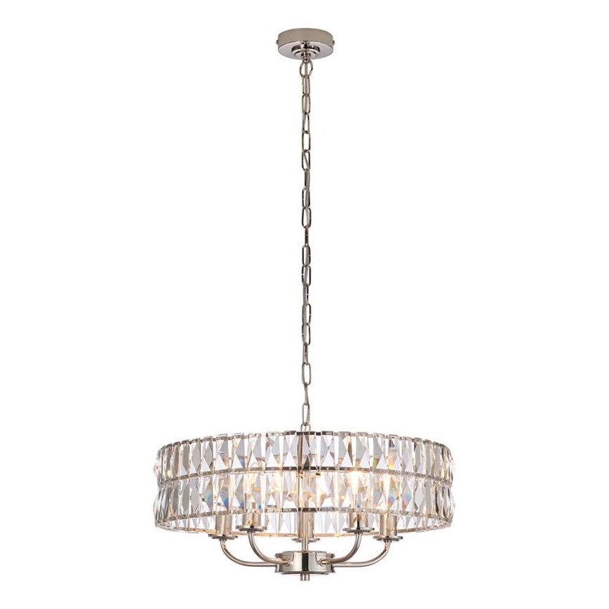 Endon 104467 - Żyrandol na łańcuchu CLIFTON 5xE14/6W/230V chrom błyszczący/przezroczysty śr. 50,5 cm