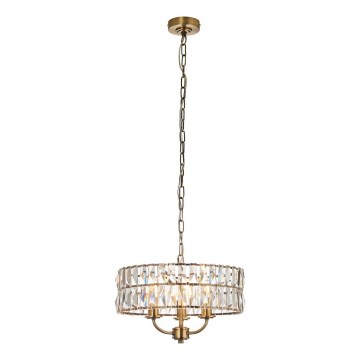 Endon 106243 - Żyrandol na łańcuchu CLIFTON 3xE14/6W/230V śr. 38,5 cm mosiądz/przezroczyste