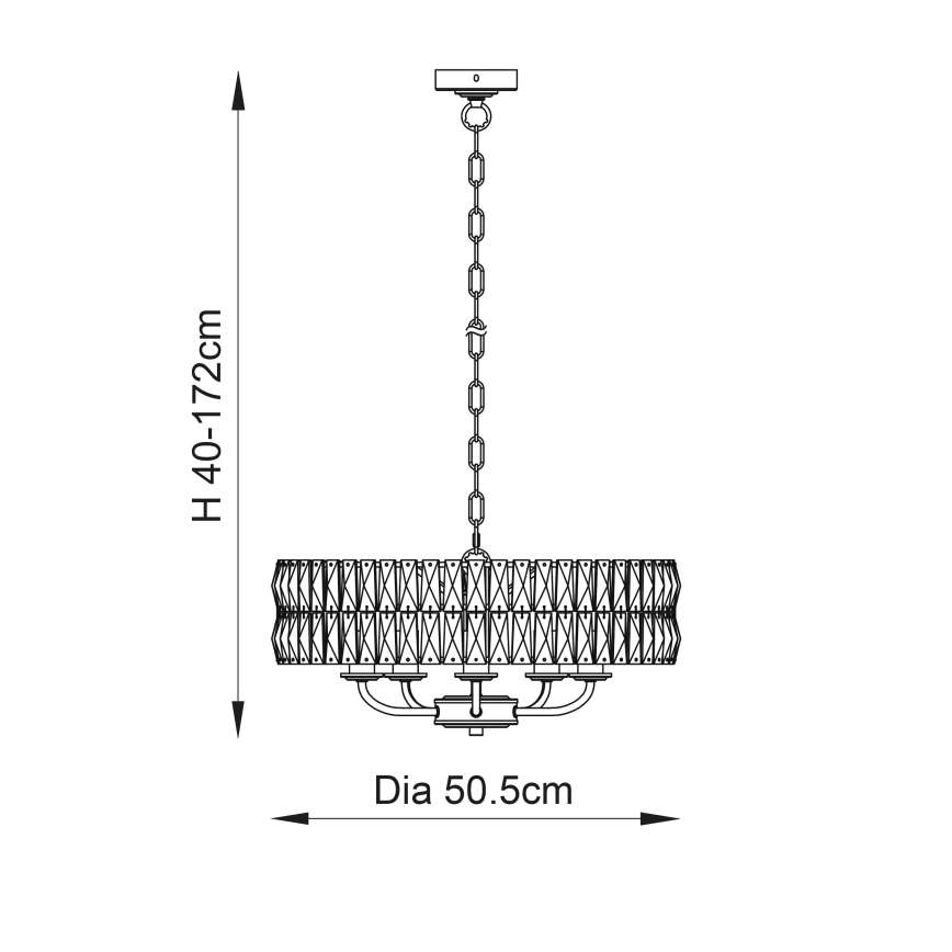 Endon 106244 - Žyrandol na łańcuchu CLIFTON 5xE14/6W/230V mosiądz/przezroczyste