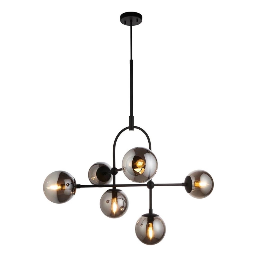Endon 106661 - Żyrandol na pręcie ONTARIO 6xE14/7W/230V czarny/przydymiony