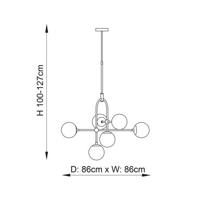 Endon 106661 - Żyrandol na pręcie ONTARIO 6xE14/7W/230V czarny/przydymiony