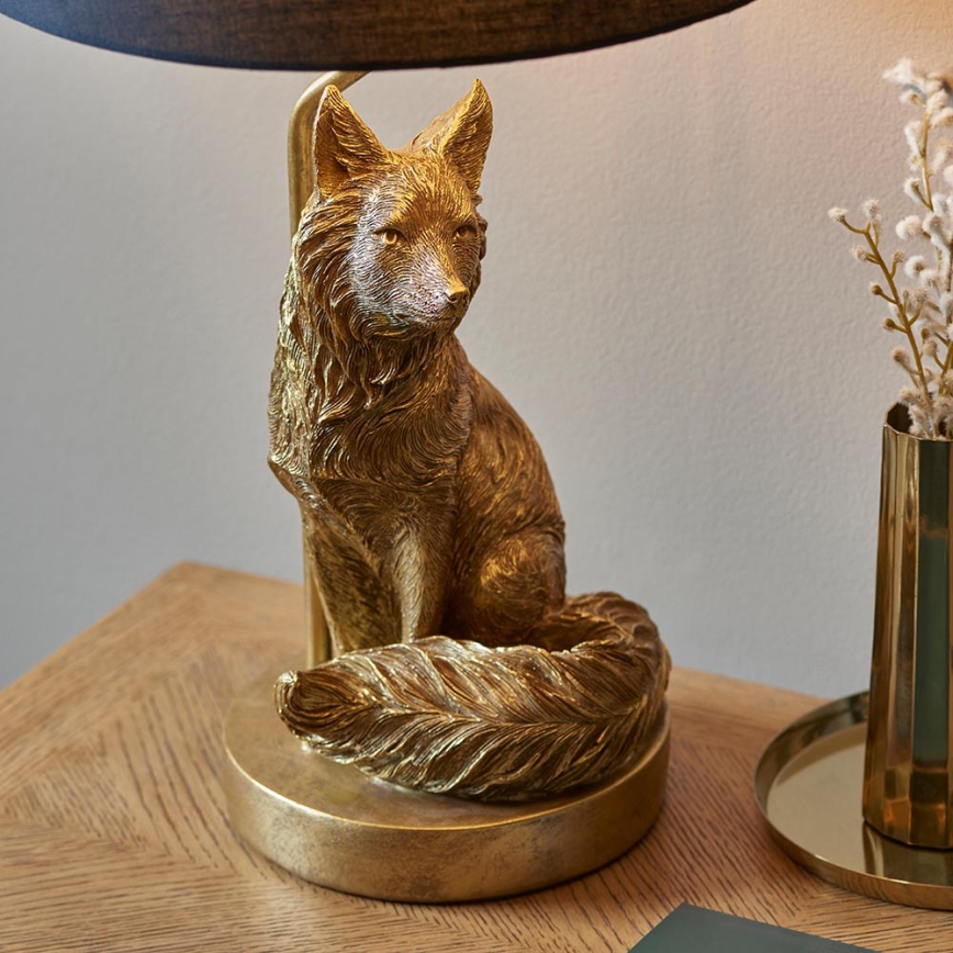 Endon 106796 - Lampa stołowa FOX 1xE14/6W/230V czarny/mosiądz
