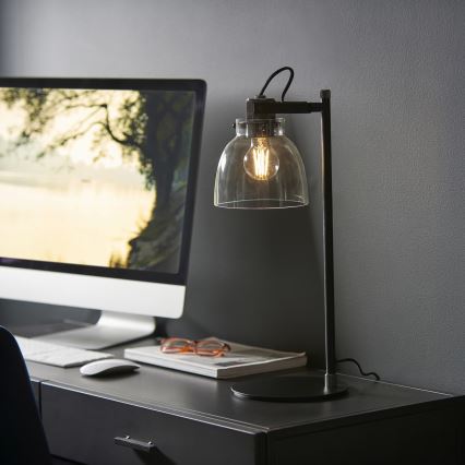 Endon 107012 - Lampa stołowa URBAN 1xE27/10W/230V czarna/przydymiona