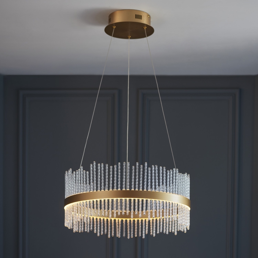 Endon 107671 - LED Żyrandol ściemnialny na lince ADRIEL LED/41W/230V 3000K śr. 51 cm złoty/przezroczysty
