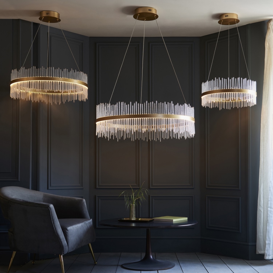 Endon 107671 - LED Żyrandol ściemnialny na lince ADRIEL LED/41W/230V 3000K śr. 51 cm złoty/przezroczysty