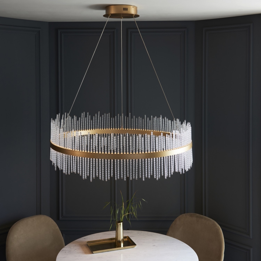 Endon 107672 - LED ściemnialny żyrandol na lince ADRIEL LED/83W/230V 3000K śr. 89 cm złoty/przezroczysty