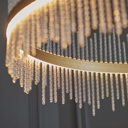 Endon 107672 - LED ściemnialny żyrandol na lince ADRIEL LED/83W/230V 3000K śr. 89 cm złoty/przezroczysty