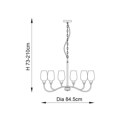 Endon 107791 - Żyrandol na łańcuchu 6xE14/6W/230V mosiężny