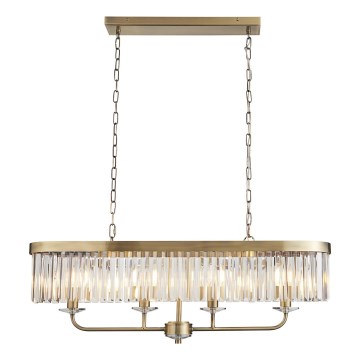 Endon 110539 - Żyrandol na łańcuchu CHESTERFIELD 4xE14/6W/230V mosiądz