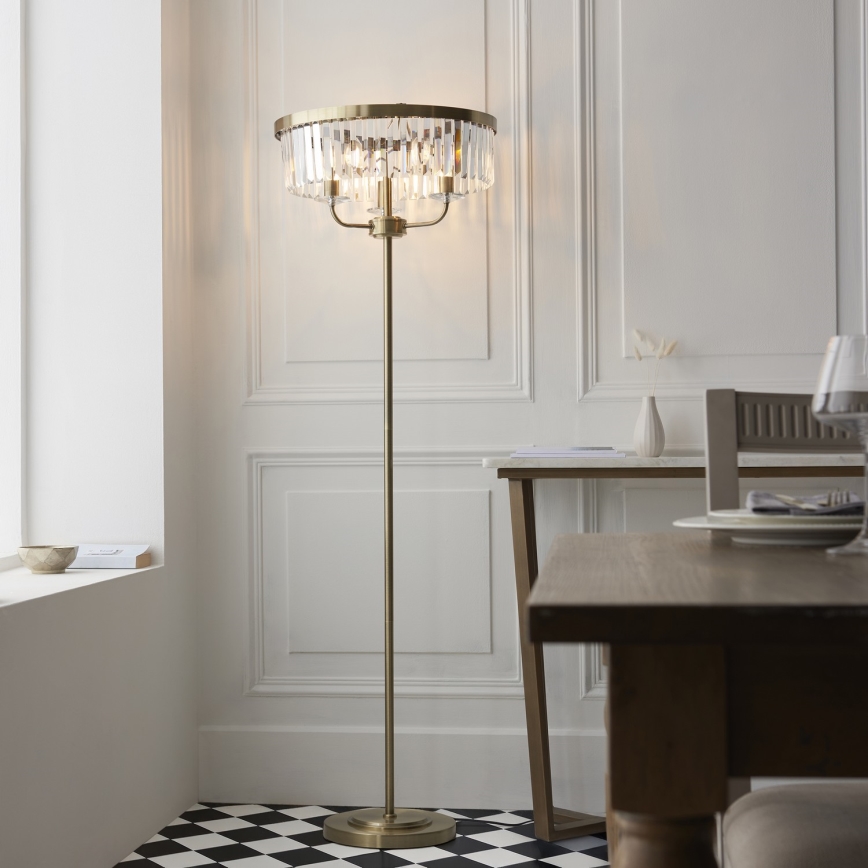 Endon 110644 - Lampa podłogowa CHESTERFIELD 3xE14/6W/230V mosiądz