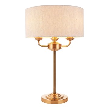 Endon 110721 - Lampa stołowa HIGHCLERE 3xE14/18W/230V beżowa/mosiądz