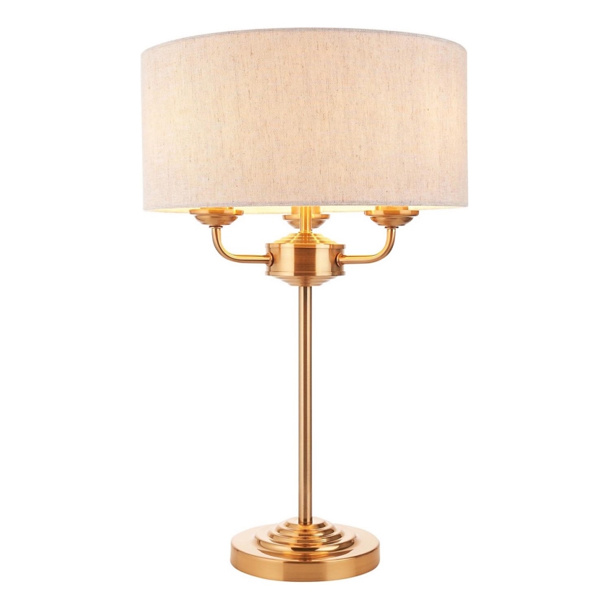 Endon 110721 - Lampa stołowa HIGHCLERE 3xE14/18W/230V beżowa/mosiądz